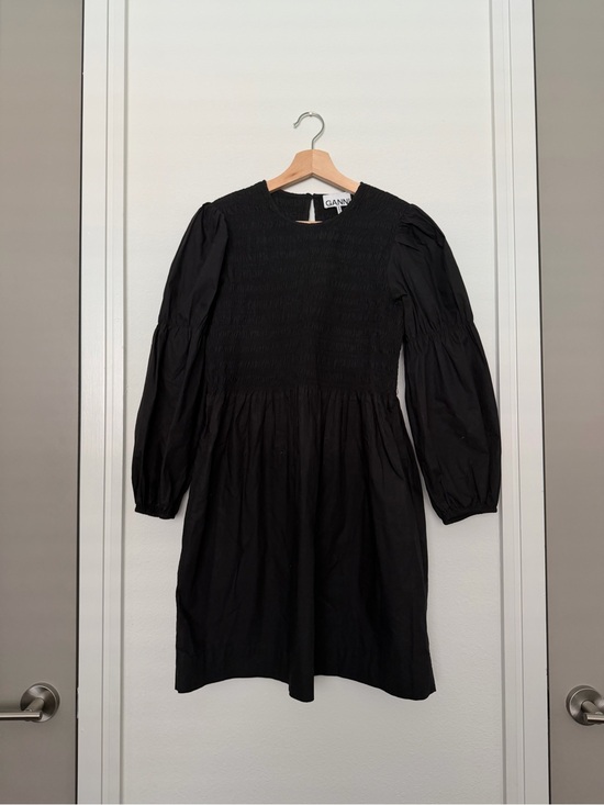 Ganni Dresses & Skirts - GANNI • black smocked poplin mini dress